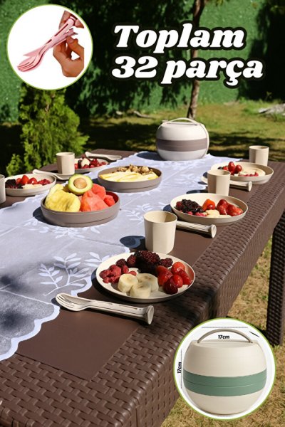 Piknik Seti 32 Parça Piknik Seti – Silindir Çantalı | Kamp