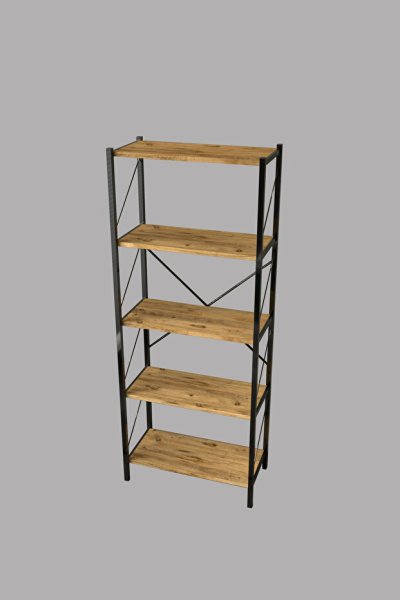 Metal Kitaplık 5 Raflı Ofis Kitaplığı Kitap Dosya Rafı Ceviz