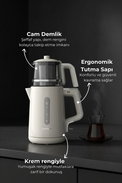 Bambum Force  Cam Demlikli Çay Makinesi