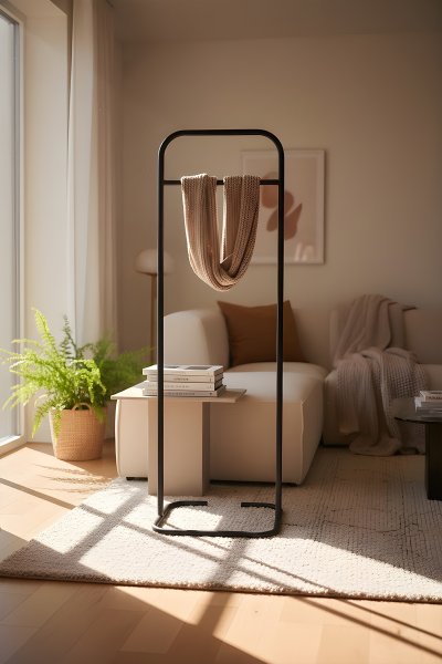 Metallica Concept Butik Dik Tekli Siyah Konfeksiyon Askısı Ayaklı Askılık Elbise Askılığı