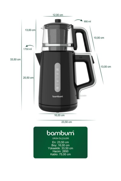 Bambum Force  Cam Demlikli Çay Makinesi