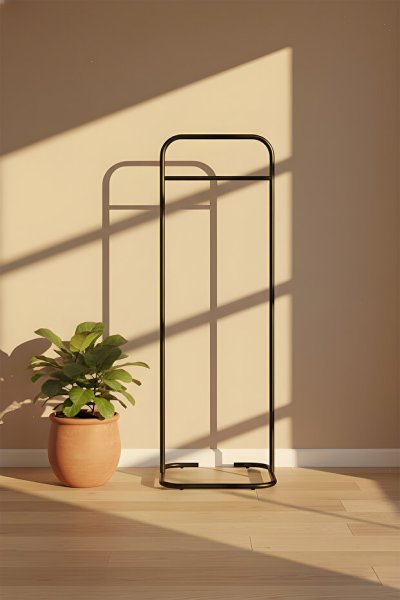 Metallica Concept Butik Dik Tekli Siyah Konfeksiyon Askısı Ayaklı Askılık Elbise Askılığı